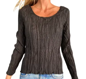 Anaak Camille Long Sleeve Pleated Top Onyx