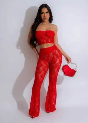 Better Than Your Ex Lace Legging Set Red