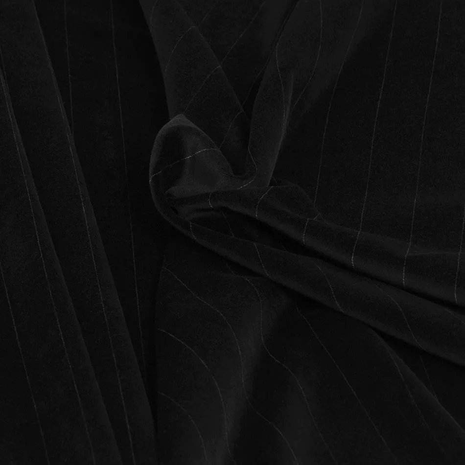 Black Pinstripe Stretch Velvet 2367