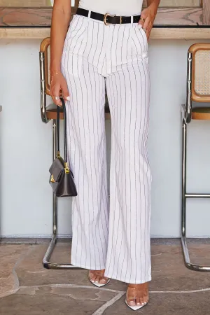 Carina White Striped Pants