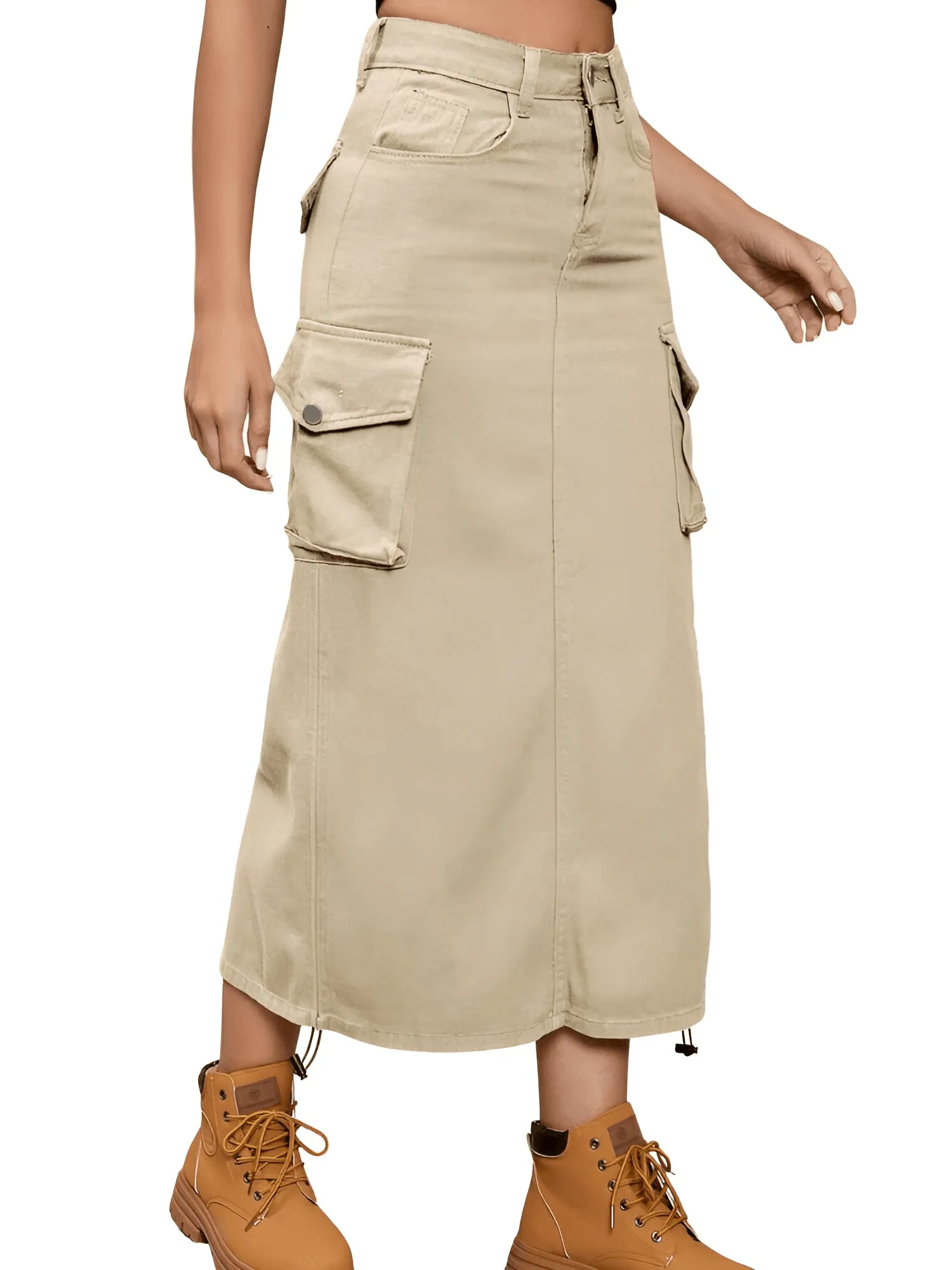 Denim Cargo Work Skirt For Women