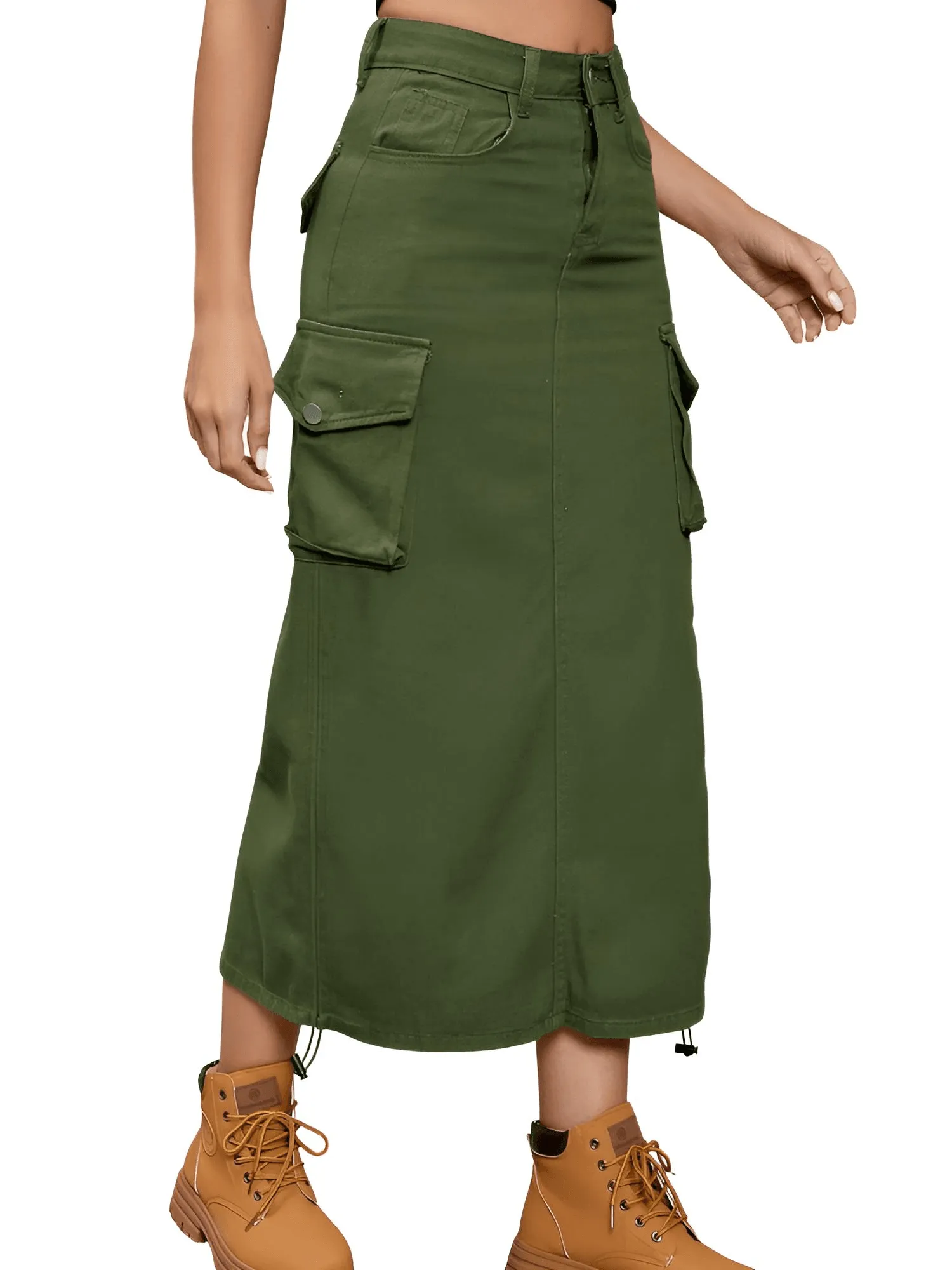 Denim Cargo Work Skirt For Women