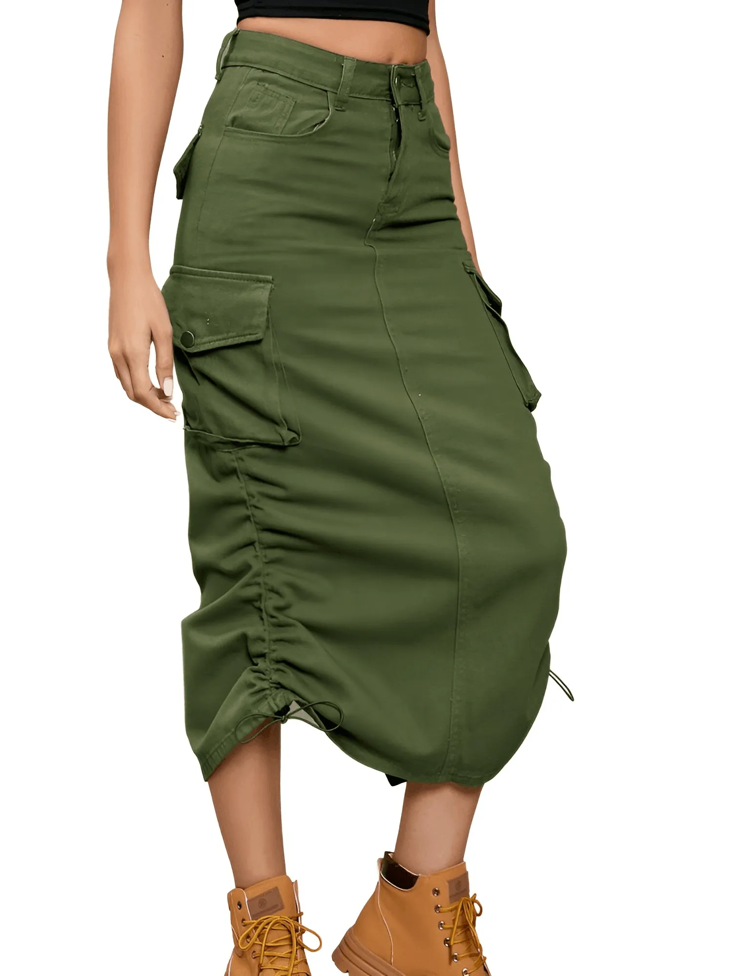 Denim Cargo Work Skirt For Women