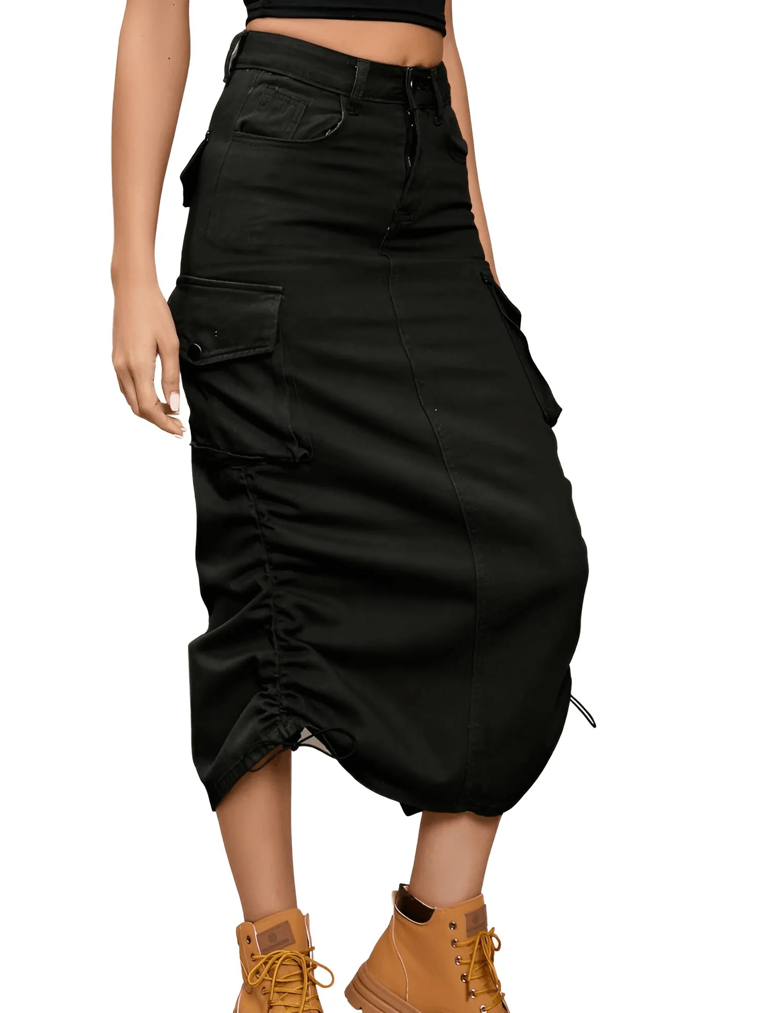 Denim Cargo Work Skirt For Women