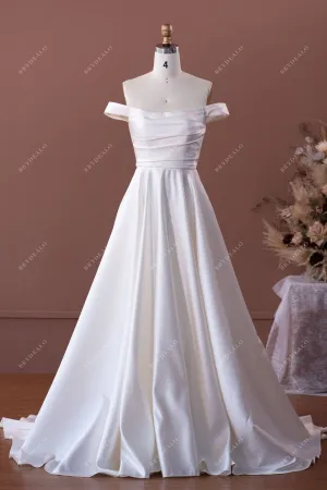 Elegant Ruched OFF-shoulder Satin Wedding Dress