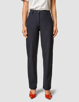 Essential Pants Straight Navy Pinstripe