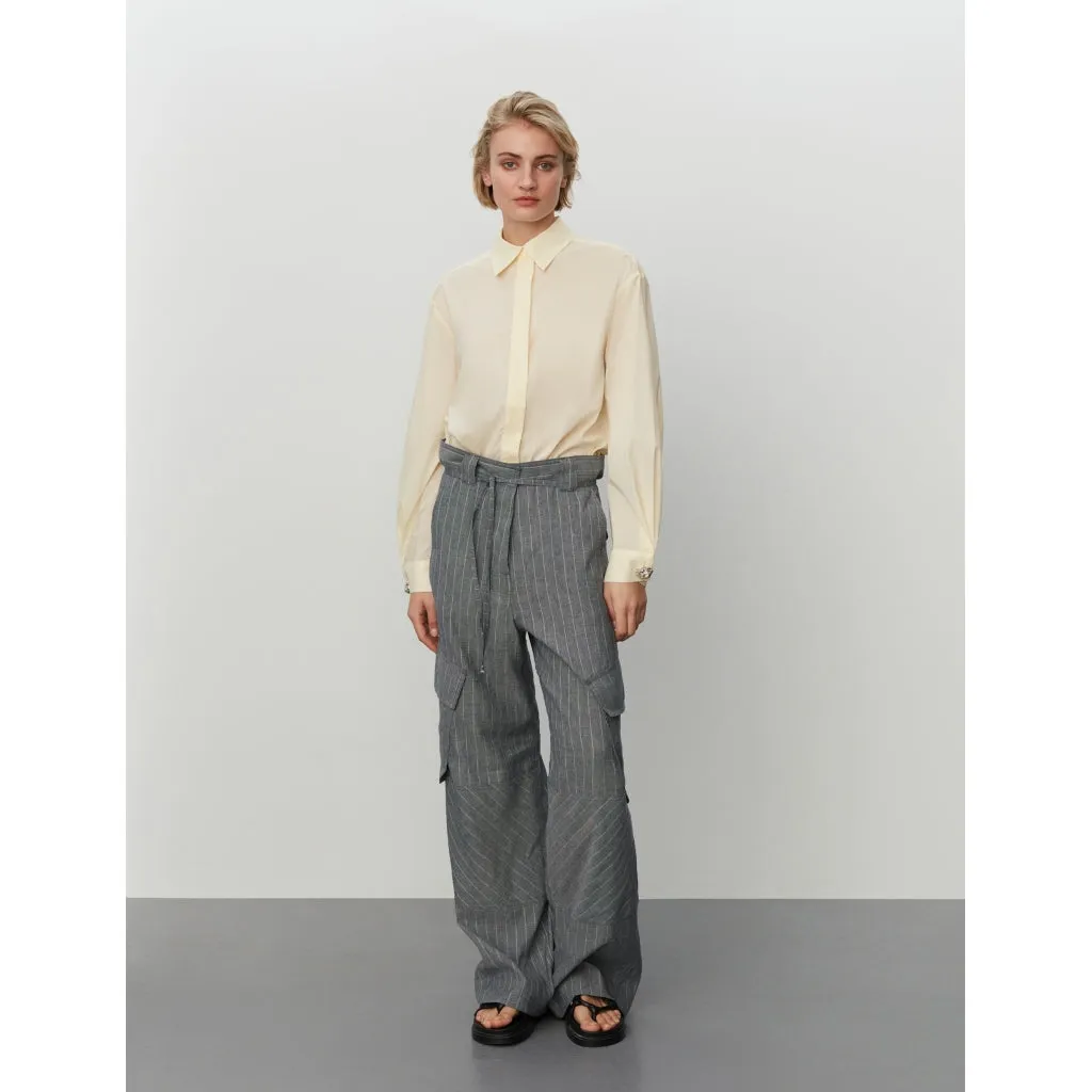 Fred Grey Pinstripe Cargo Trousers