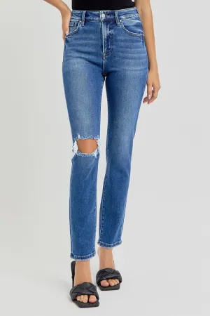 Full Size High Rise Ankle Skinny Knee Distressed Jeans