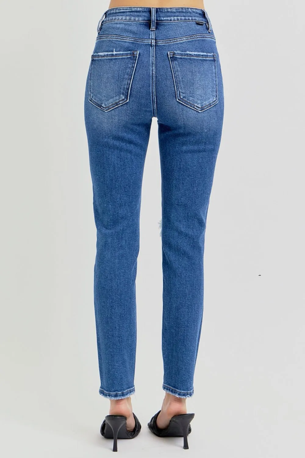 Full Size High Rise Ankle Skinny Knee Distressed Jeans