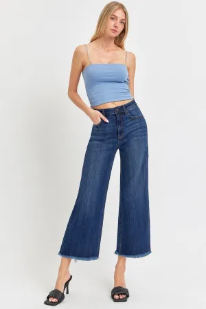 Full Size Raw Hem Cropped Wide Leg Jeans