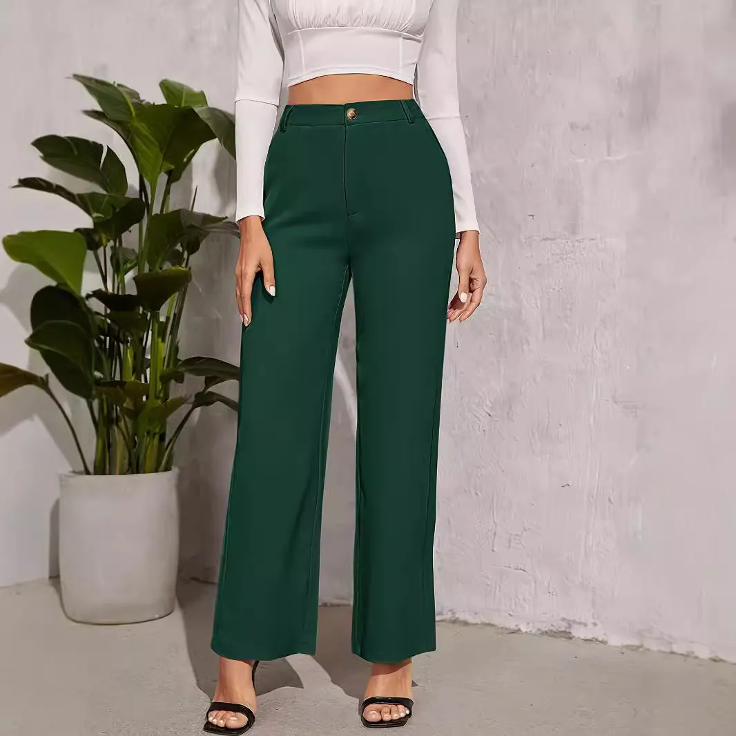 High Waist Wide Leg Straight Office Pants