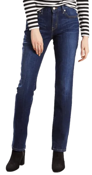 Levi Women's Straight Fit Straight Leg Sleek Blue Jeans