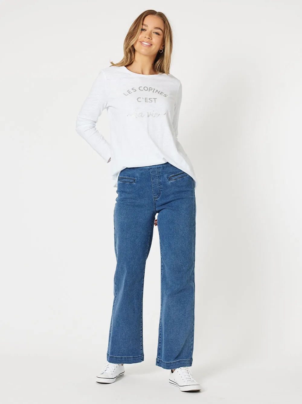 Maddy High Rise Wide Leg Jean - Denim