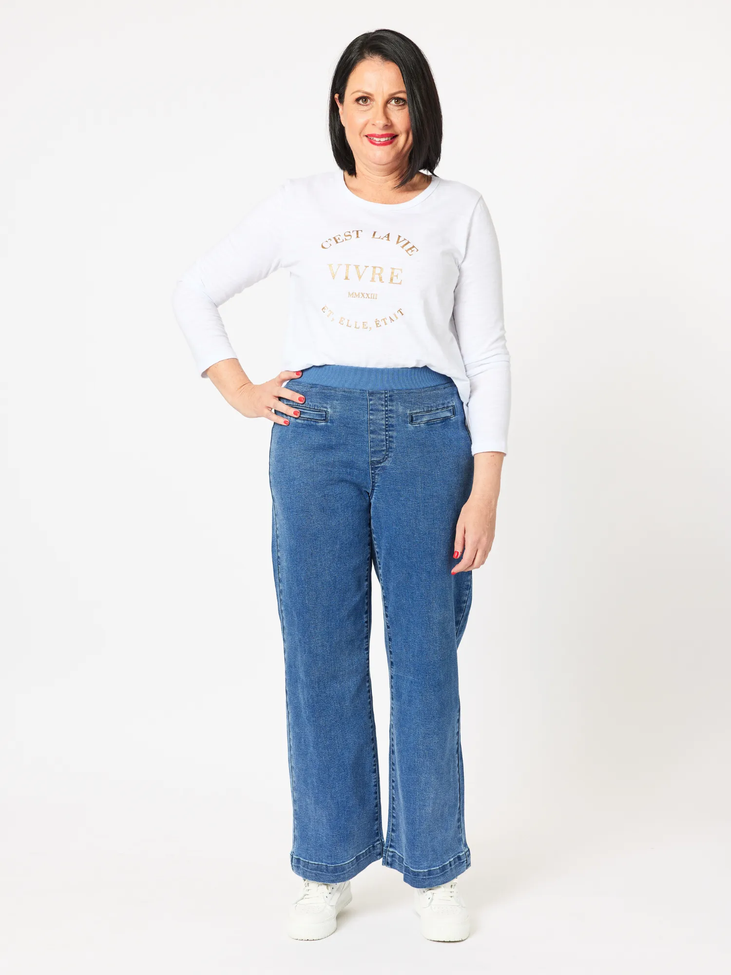 Maddy High Rise Wide Leg Jean - Denim