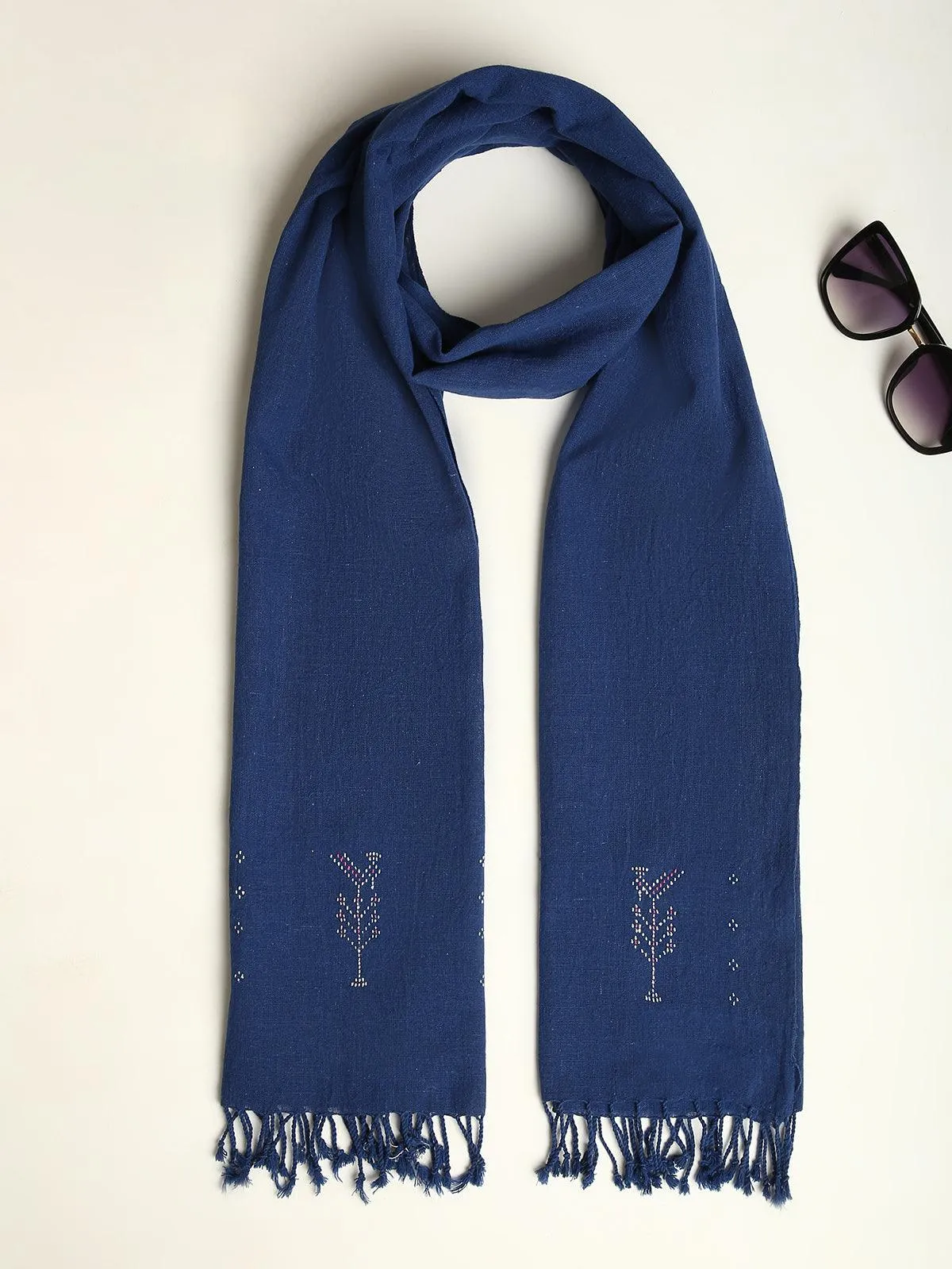 Navy Blue Handwoven Organic Kala Cotton Stole