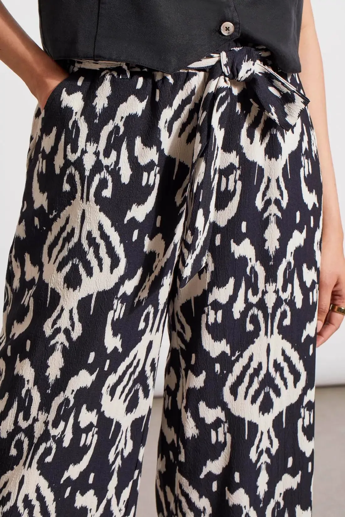 Printed Pull on Belted Pants