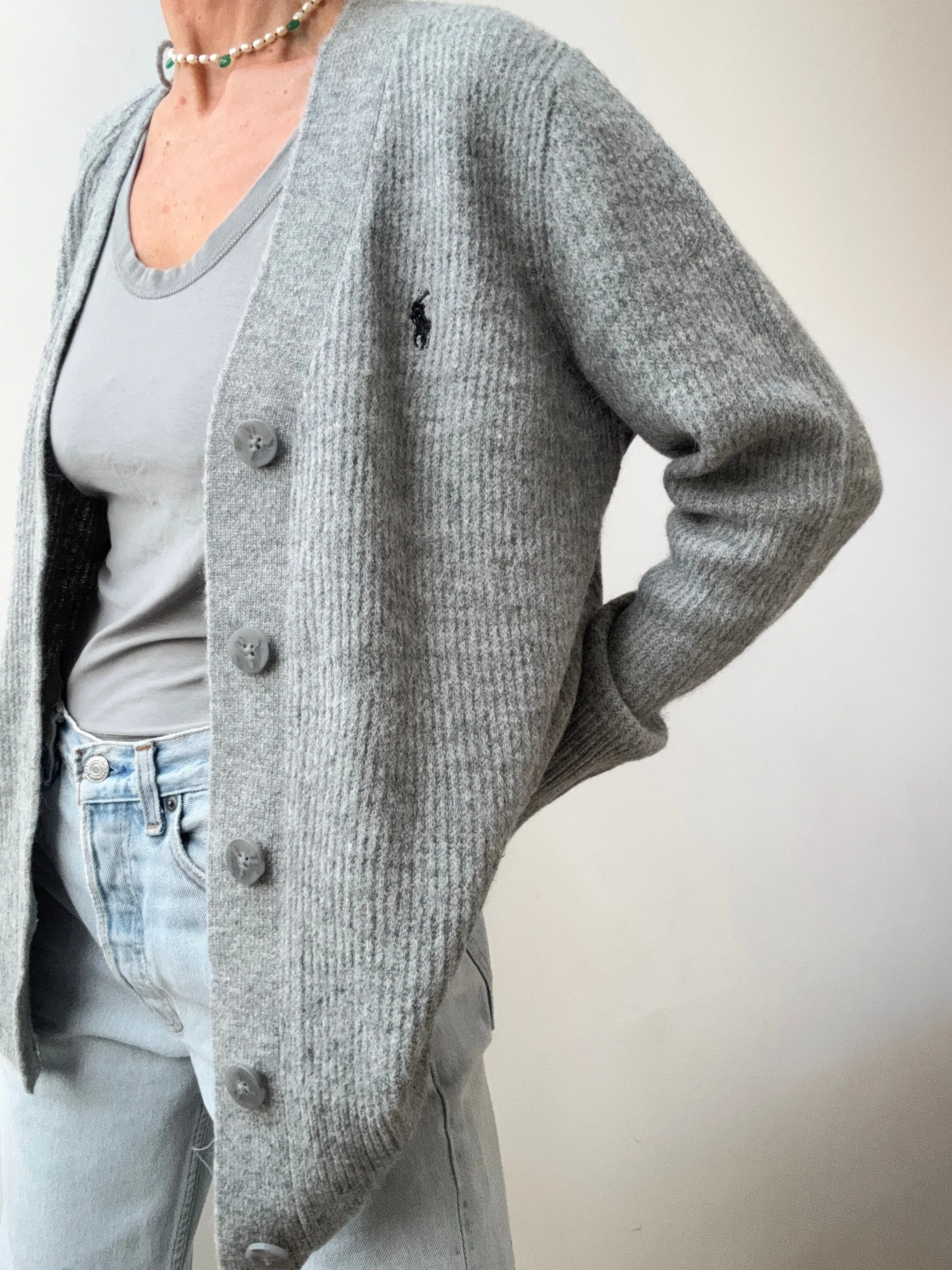 Ralph Lauren Soft Ribbed Cardigan Grey