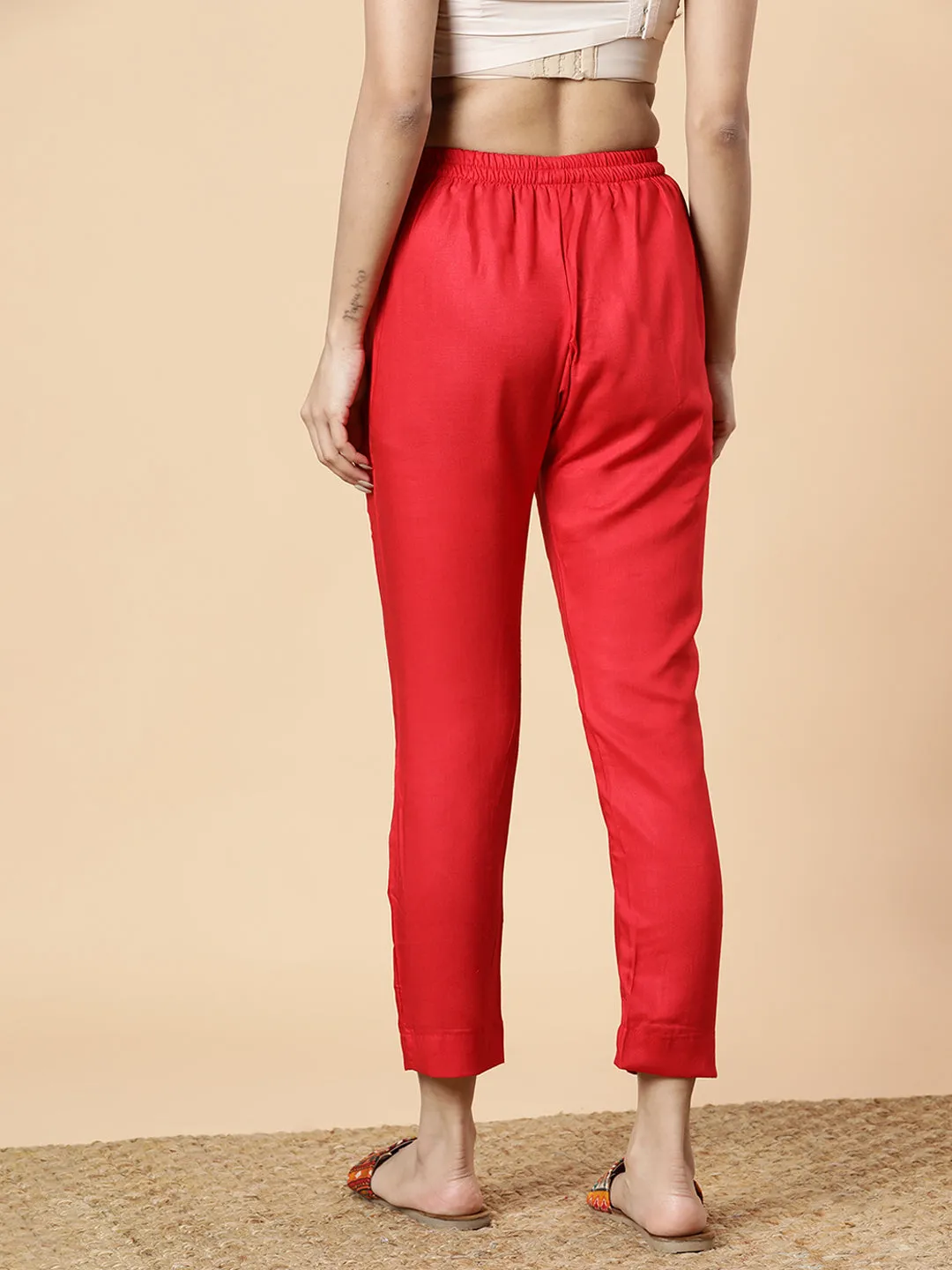 Red Rayon Pants