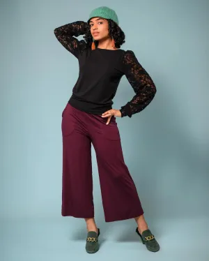 Squasht Cropped Wide Leg Pants in Merlot