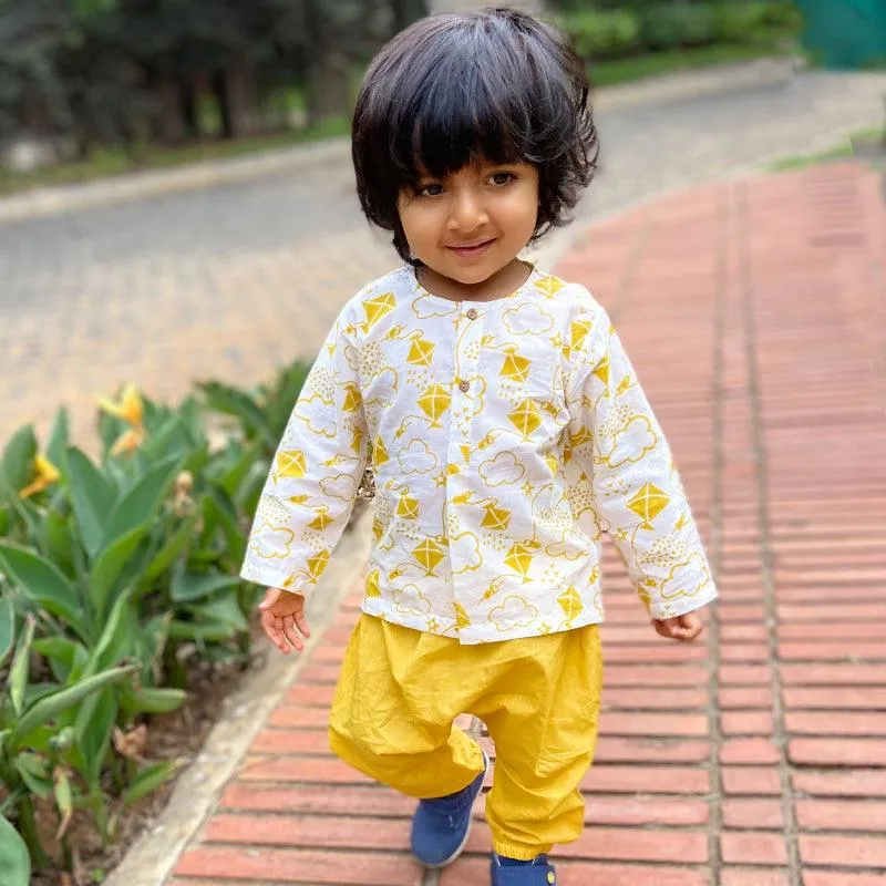 UNISEX ORGANIC PATANG KURTA WITH YELLOW PANTS