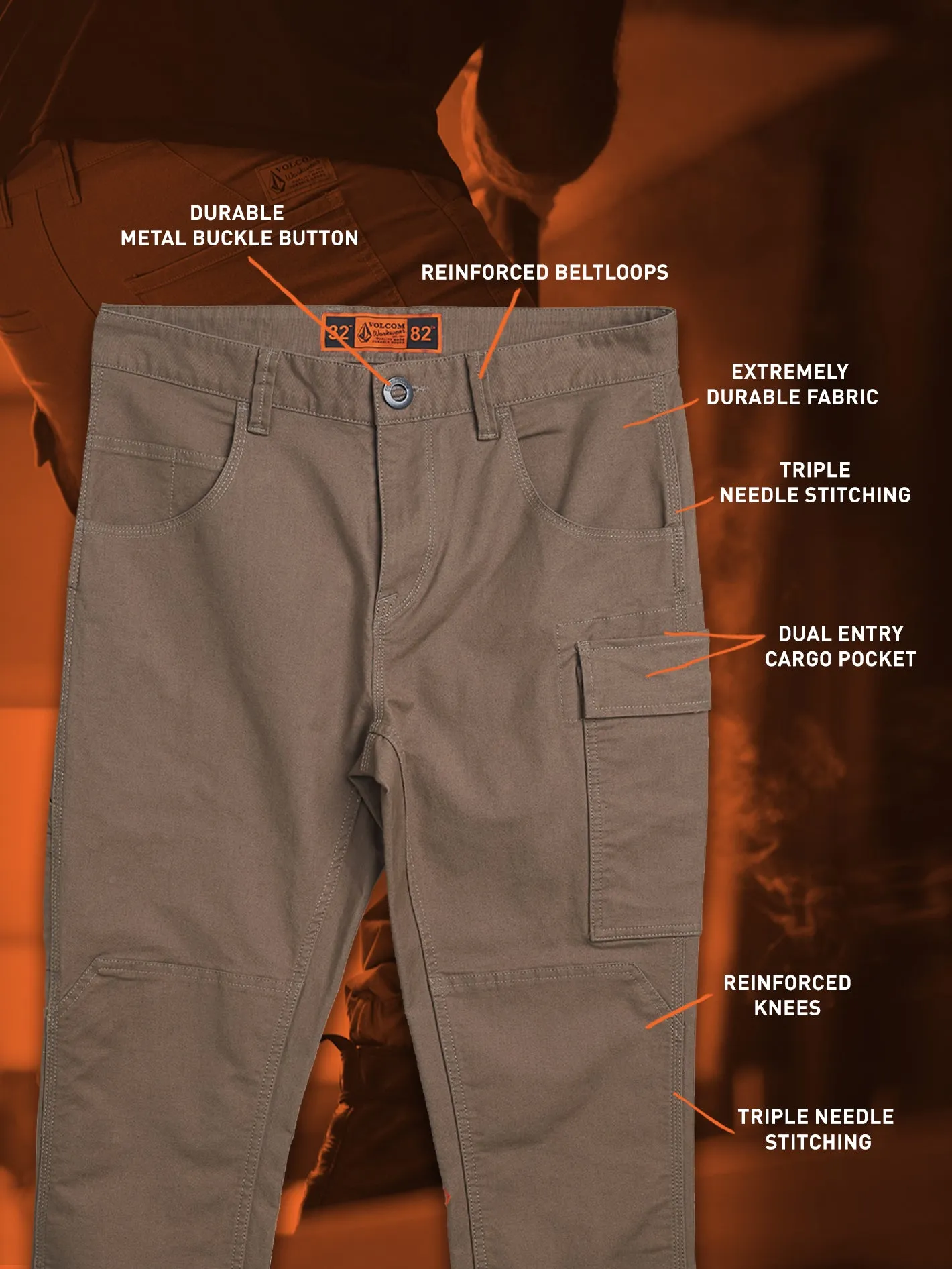 Volcom Workwear Caliper Cuff Pants - Brindle