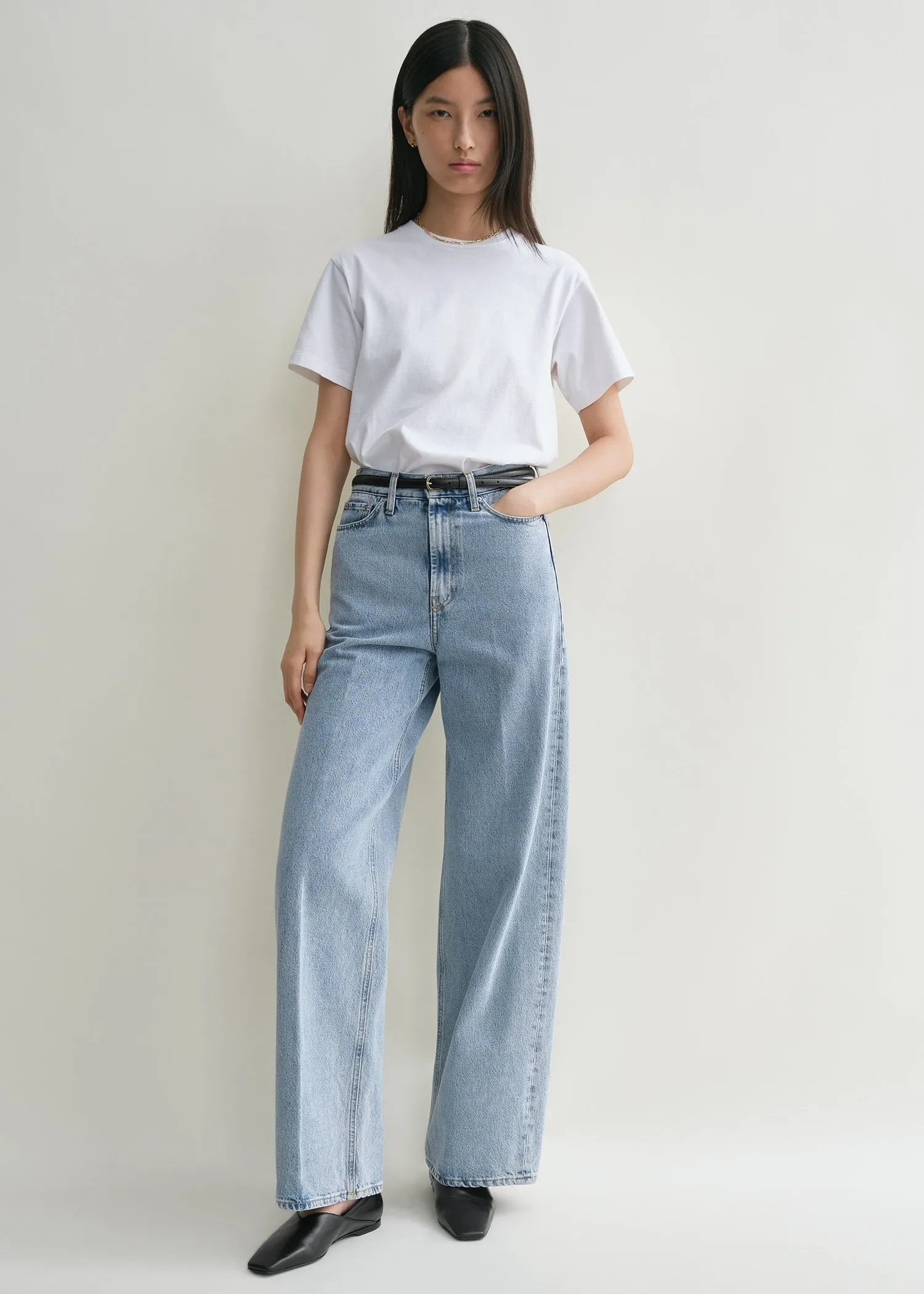 Wide leg denim cool blue